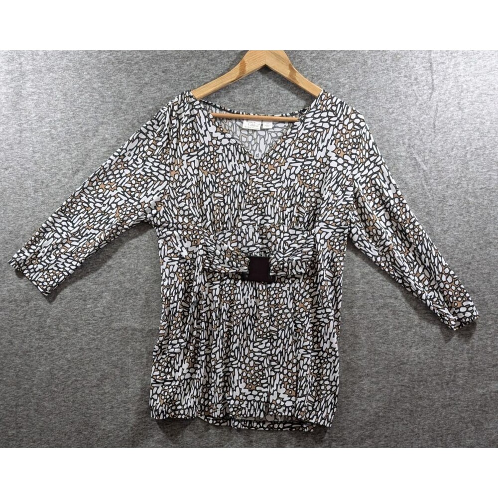 Women With Control Blouse V Neck Multicolor 3/4 Sleeve waist detail size LP
